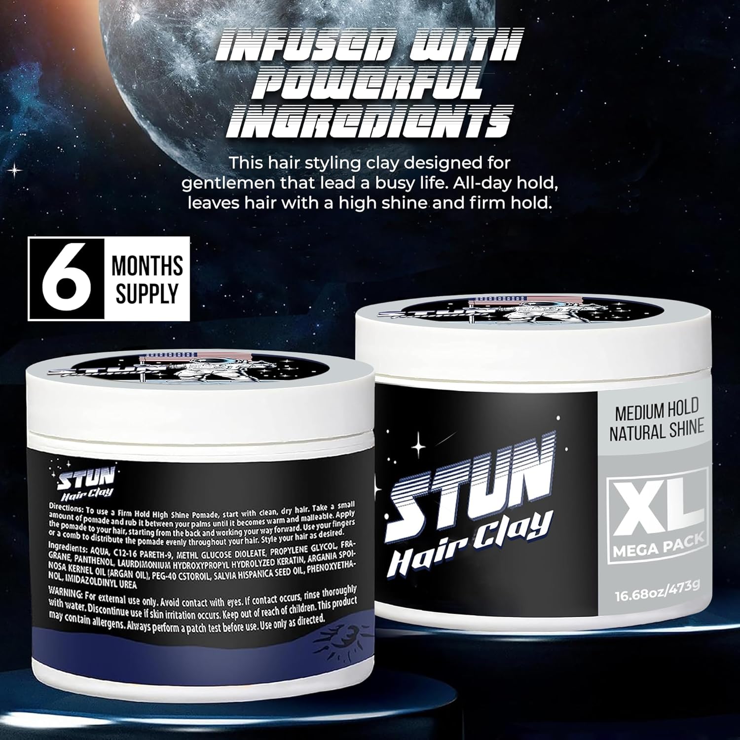 STUN Hair Clay – Medium Hold, Natural Finish for Men, Long Lasting - STUN