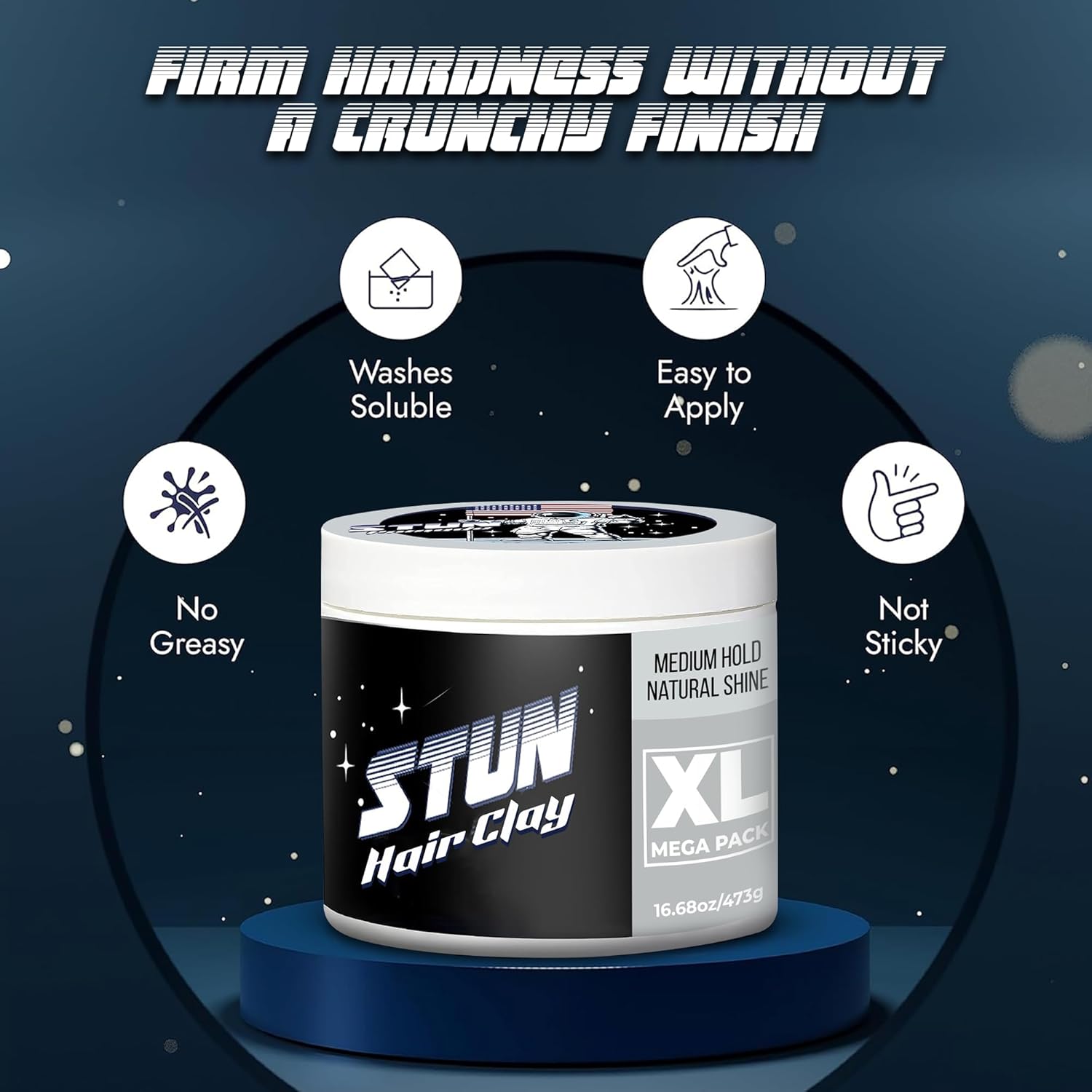 STUN Hair Clay – Medium Hold, Natural Finish for Men, Long Lasting - STUN