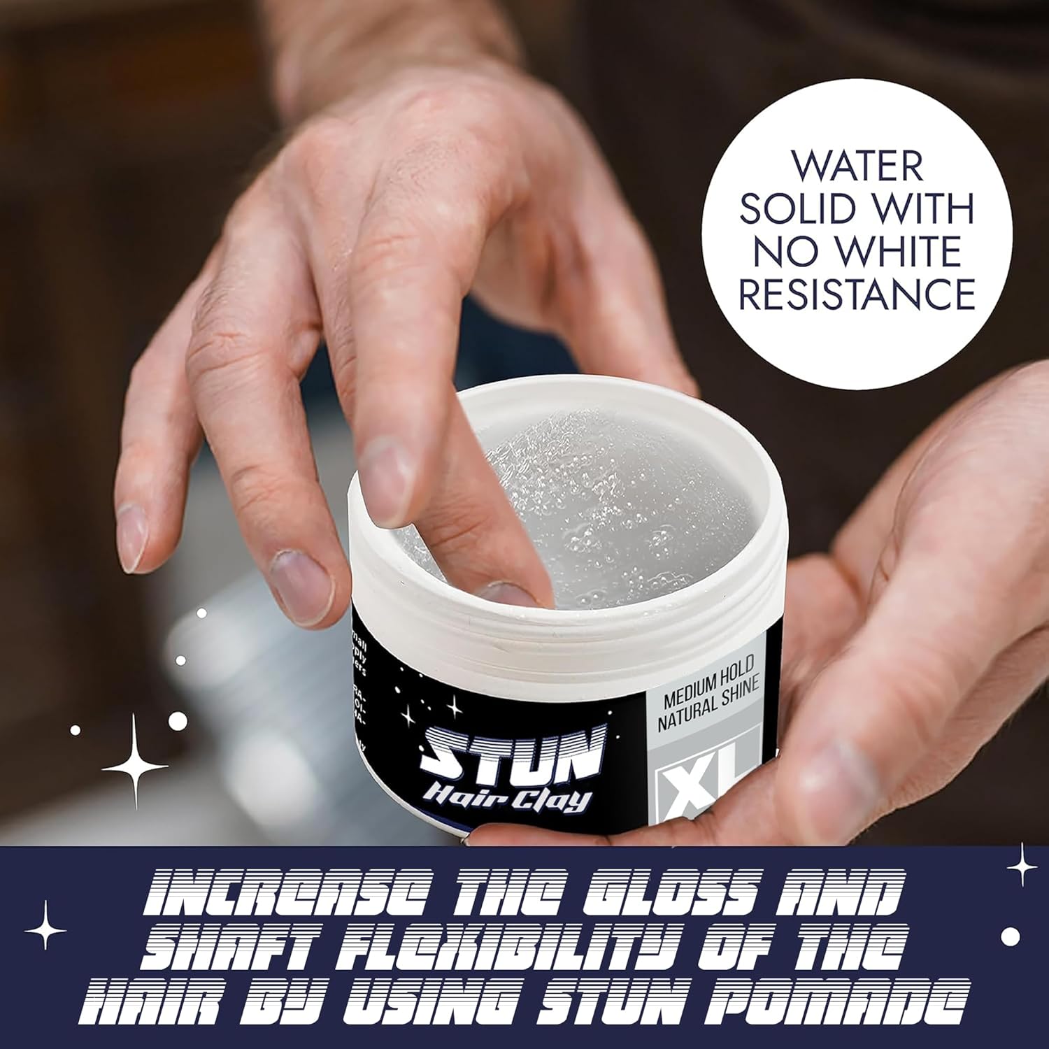 STUN Hair Clay – Medium Hold, Natural Finish for Men, Long Lasting - STUN