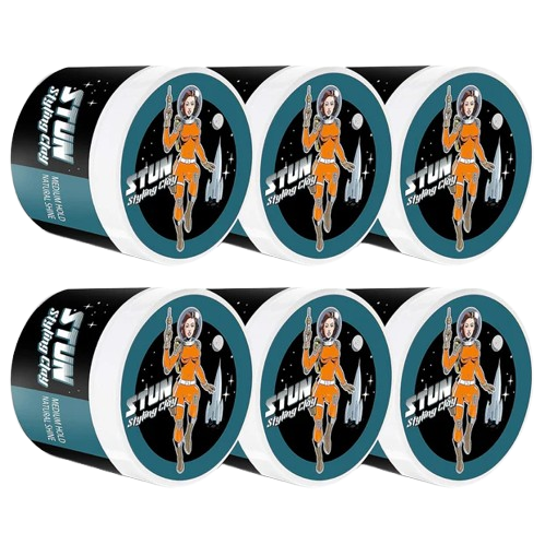 STUN Hair Styling Clay for Men - Medium Hold, Natural Finish (6-Pack) - STUN
