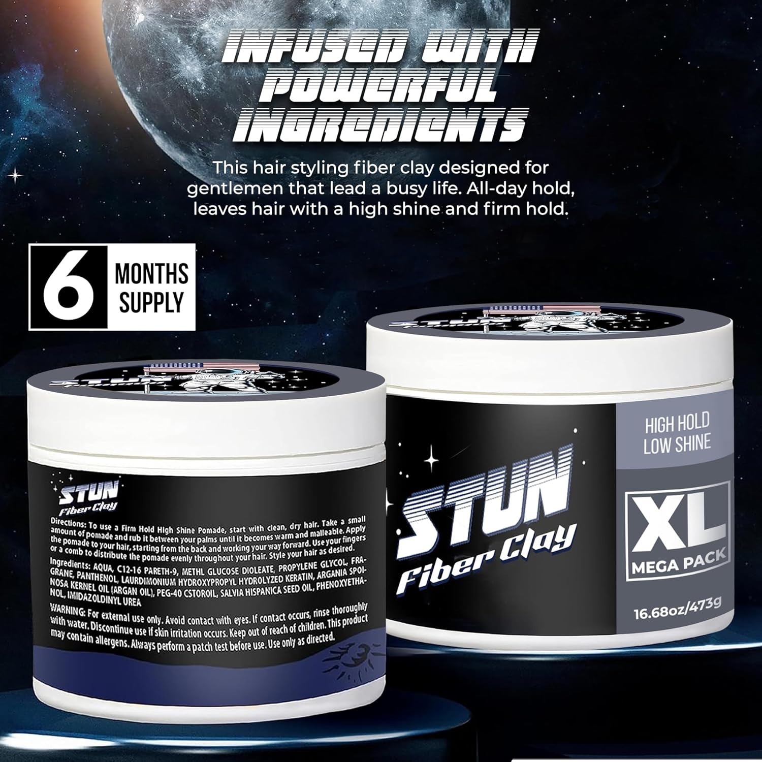 STUN Hair Fiber Clay – Styling Product Medium Hold, Natural Finish, 05 oz - STUN