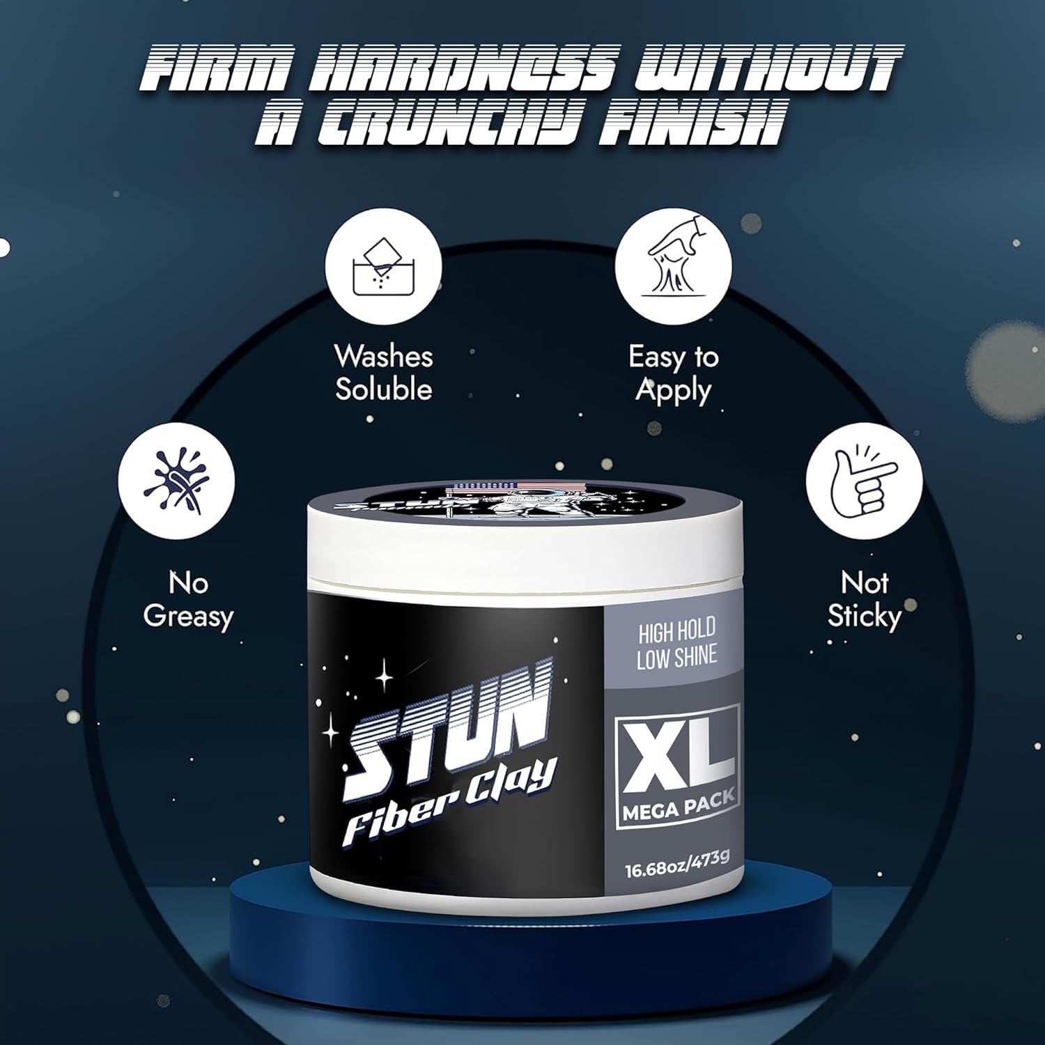 STUN Hair Fiber Clay – Styling Product Medium Hold, Natural Finish, 05 oz - STUN