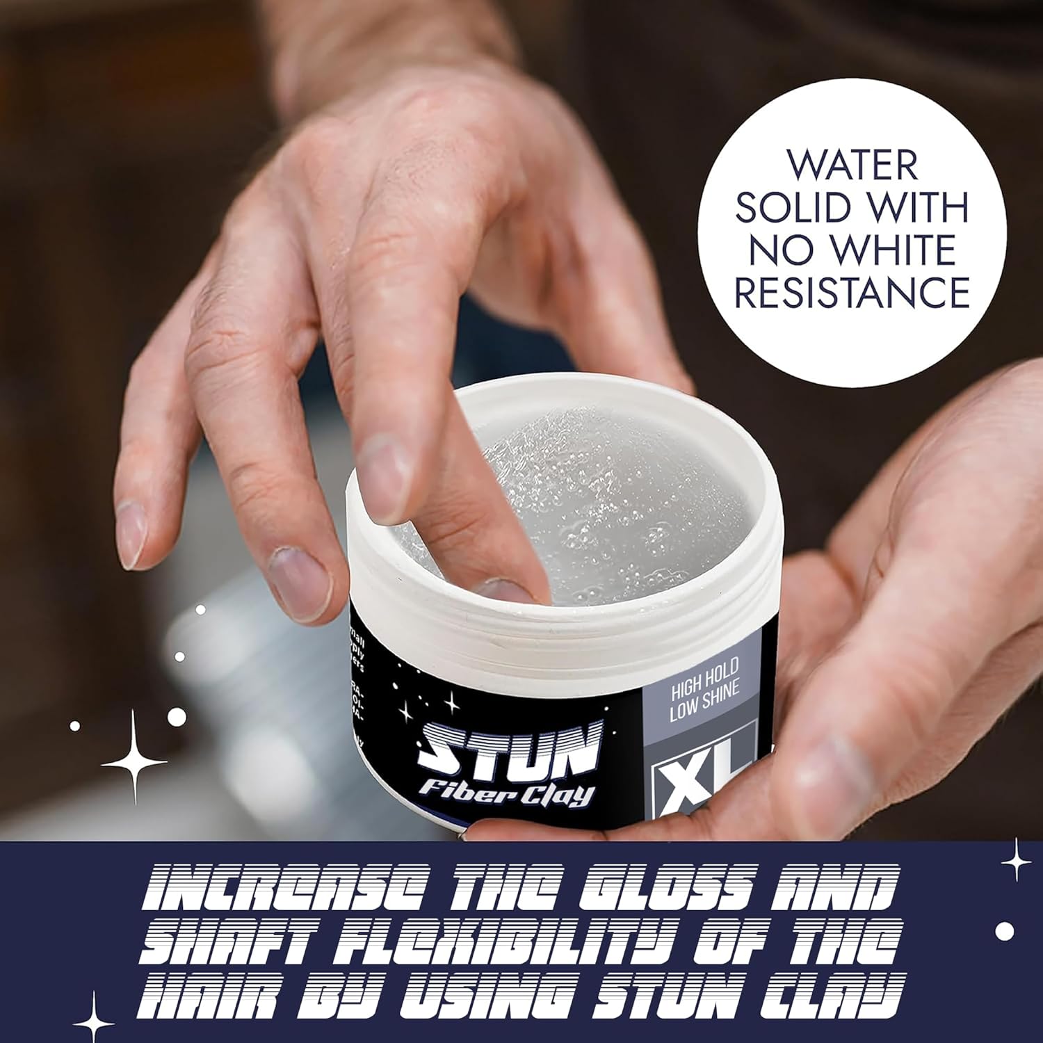 STUN Hair Fiber Clay – Styling Product Medium Hold, Natural Finish, 05 oz - STUN