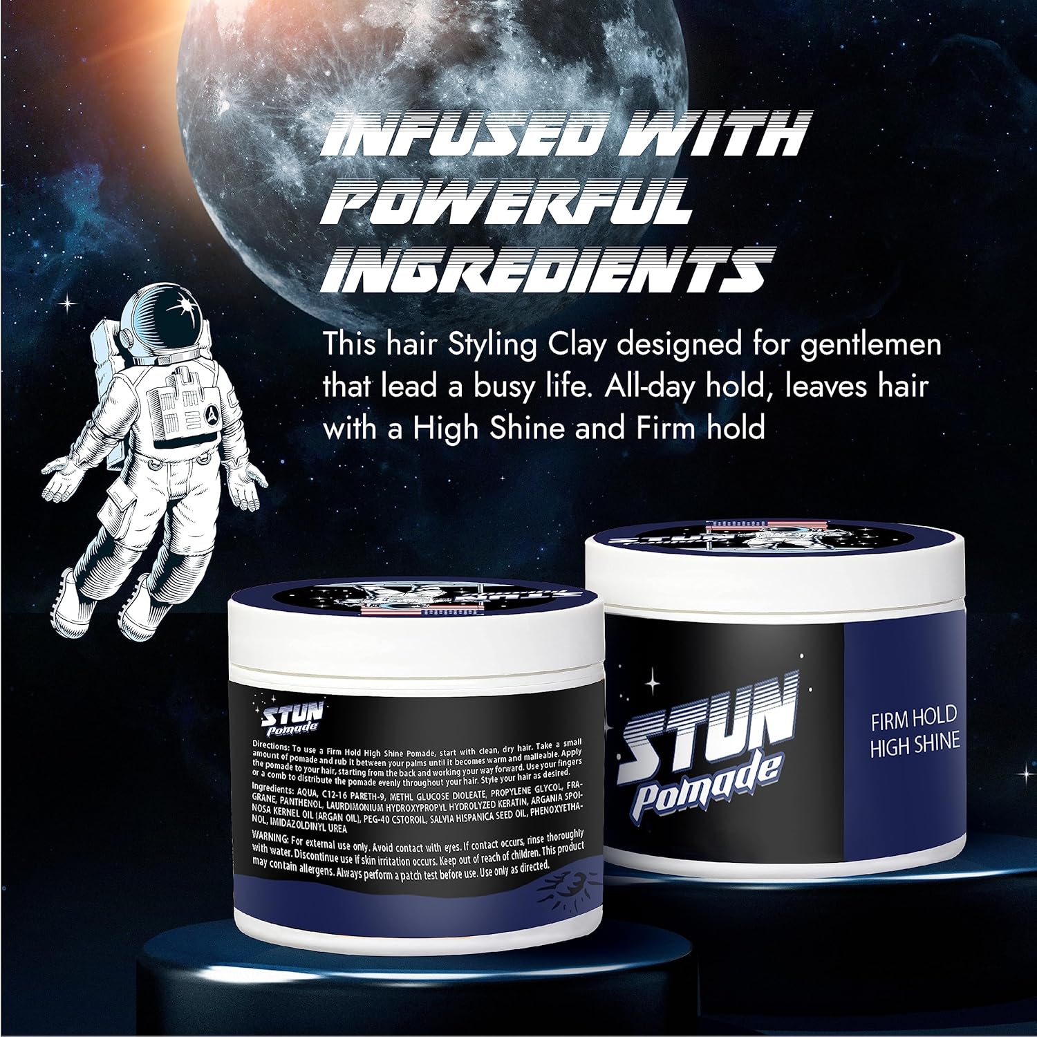 STUN Hair Pomade for Men – Firm Hold & High Shine for classic styling hairstyle (Pack of 2) - STUN