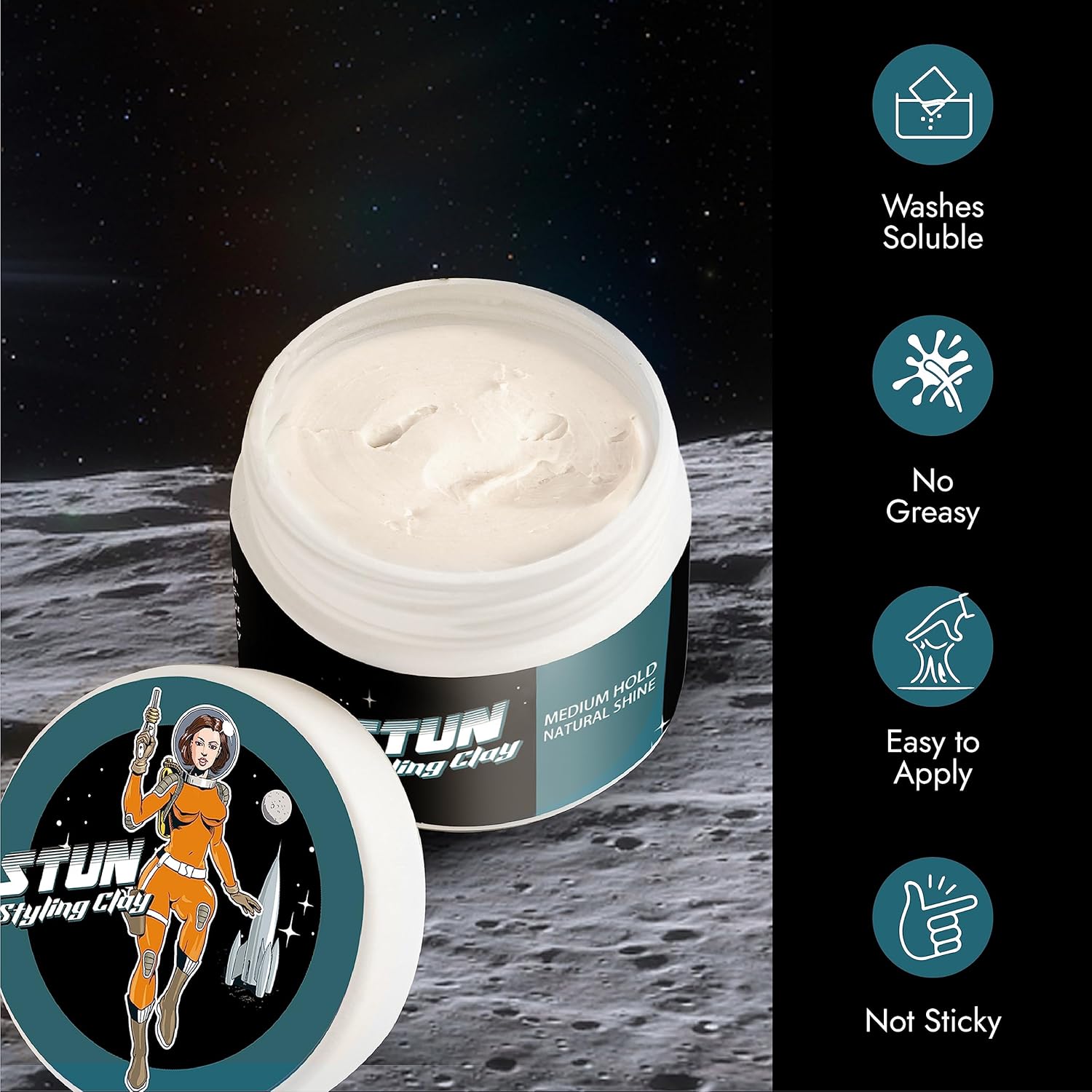 STUN Styling Clay Medium Hold Natural Finish (Pack of 2) - STUN