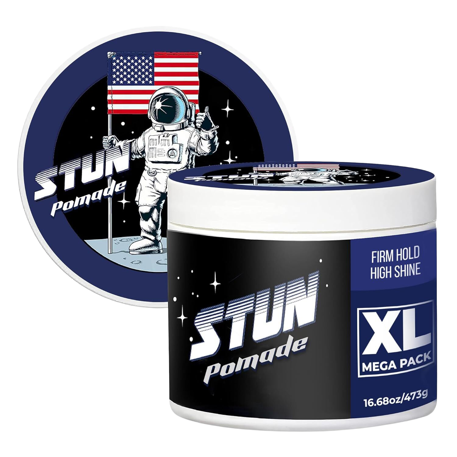 STUN Hair Pomade XL – Firm Hold, High Shine, Water-Based 16.7oz - STUN