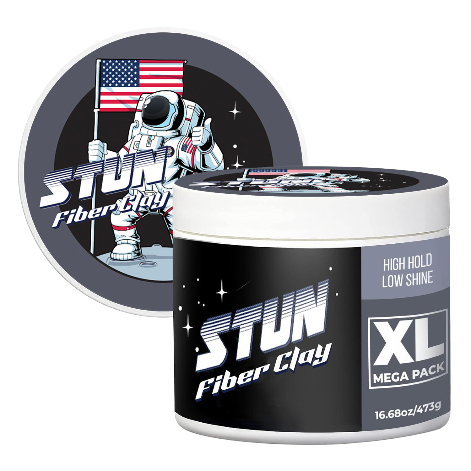 STUN Hair Fiber Clay – Medium Hold, Natural Finish, XL 16.68 Oz - STUN